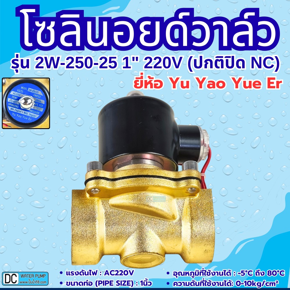 โซลินอยด์วาล์ว 220V (1นิ้ว) รุ่น 2W-250-25 (1") ยี่ห้อ Yu Yao Yue Er